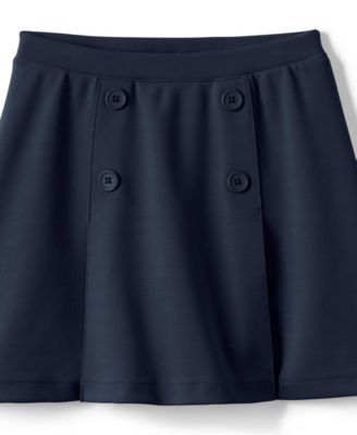 Little Girls School Uniform Ponte Button Front Skort Above the Knee
