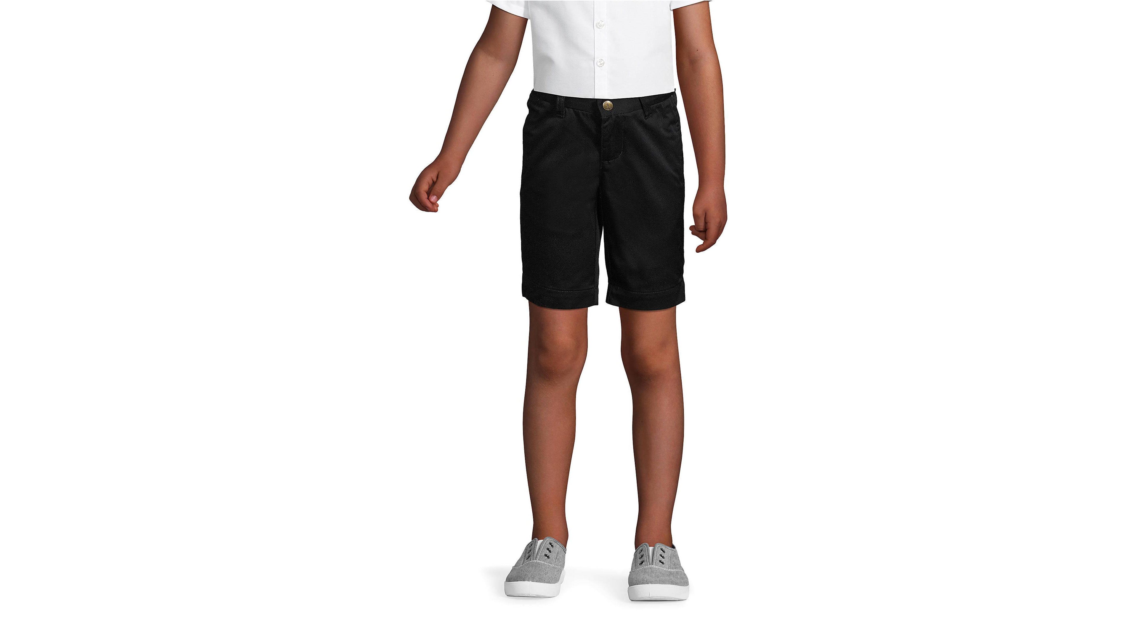 Lands' End Girls School Uniform Plain Front Blend Chino Shorts
