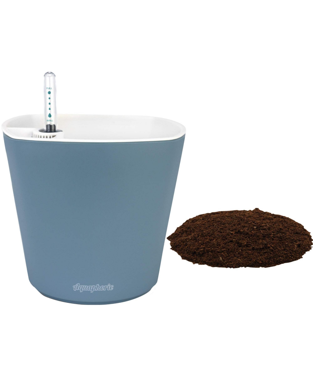 Aquaphoric Self Watering Planter (7") + Fiber Soil = Foolproof Indoor Garden. Decorative Planter Pot for House Plants, Flowers, Herbs, V