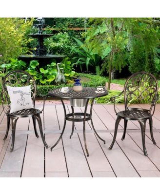 3pcs Outdoor Set Cast Aluminum Patio Bistro Attached Removable Ice Bucket