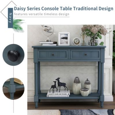 Daisy Series Console Table Traditional Design With Two Drawers And Bottom Shelf