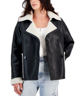 Juniors' Faux-Leather Long-Sleeve Jacket 