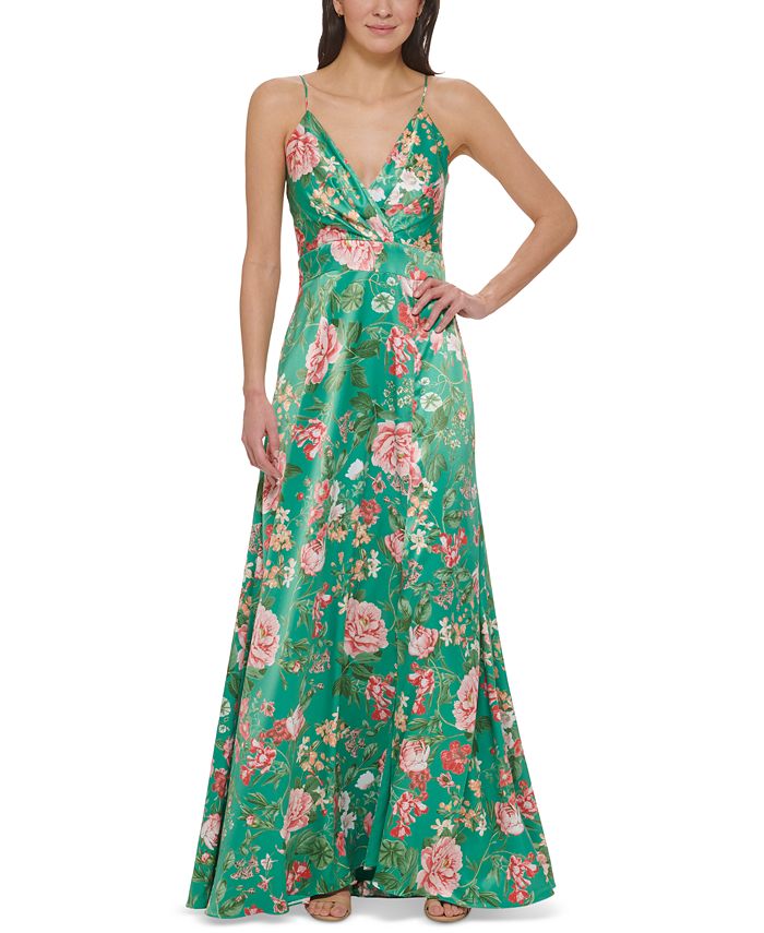 Vince Camuto Women's Floral-Print Satin Gown - Macy's