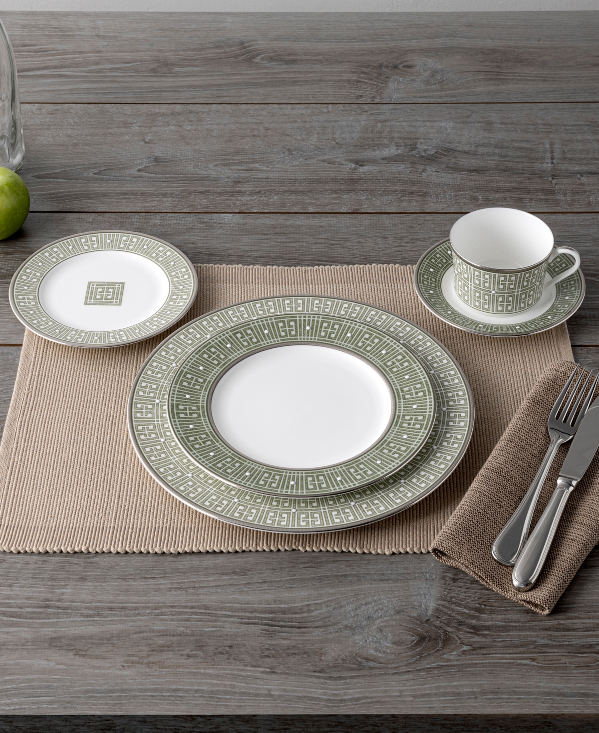Noritake Infinity Green Platinum 4 Piece Cup Set, Service For 4 In Green Platinum