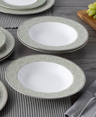 Infinity Green Platinum 4 Piece Soup Bowl Set 12 oz, Service for 4