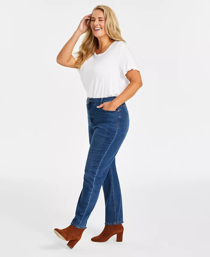 Plus Size High-Rise Straight-Leg Jeans - thumbnail 3