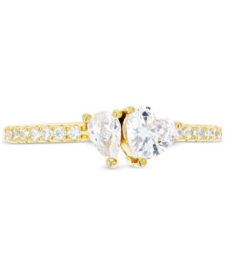 Cubic Zirconia Heart & Pear Two-Stone Ring 