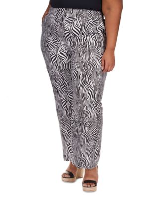 Michael Kors - Plus Size Zebra-Print Wide-Leg Cargo Pants