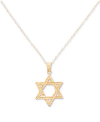 Star Of David 18" Pendant Necklace in 10k Two-Tone Gold