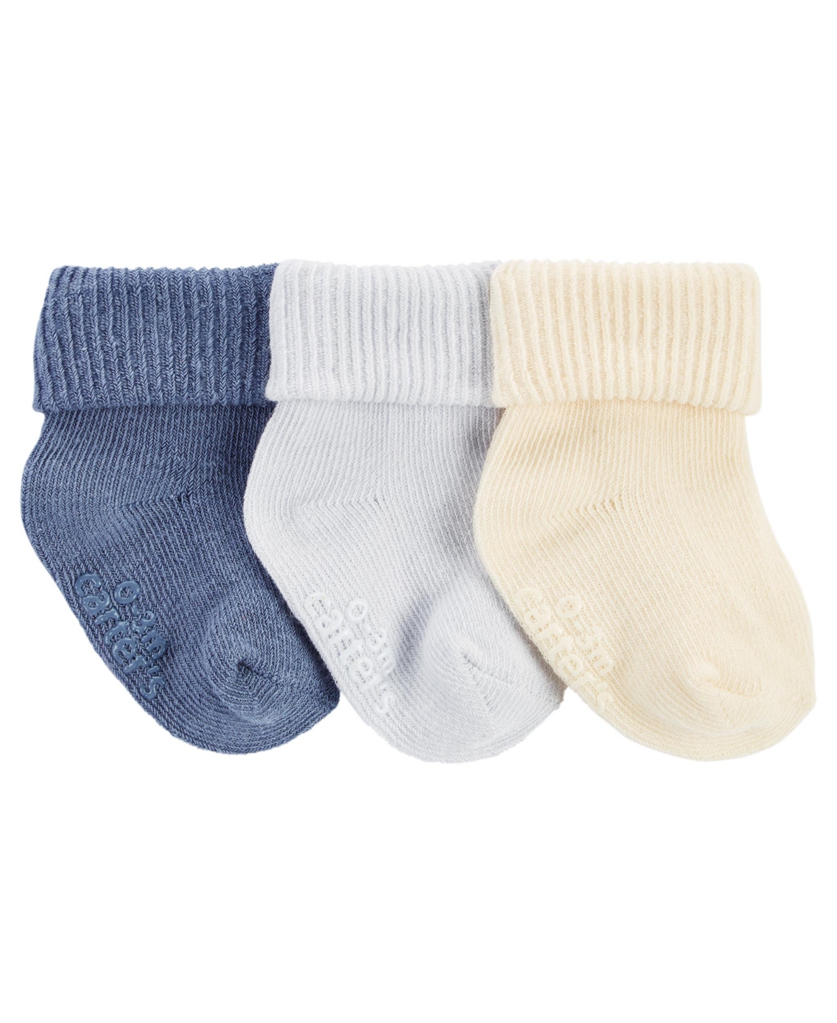 Carter's Baby Boys Soft Cotton Ribbed Socks, Pack Of 3 In Blue