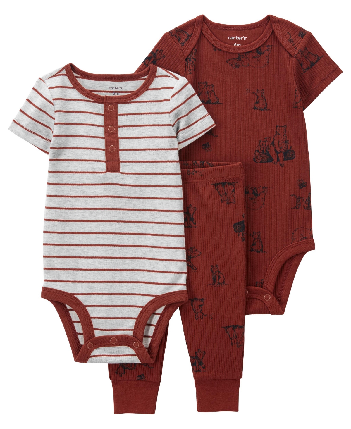 Carter's Baby Boys Bodysuits And Pants, 3 Piece Set In Red