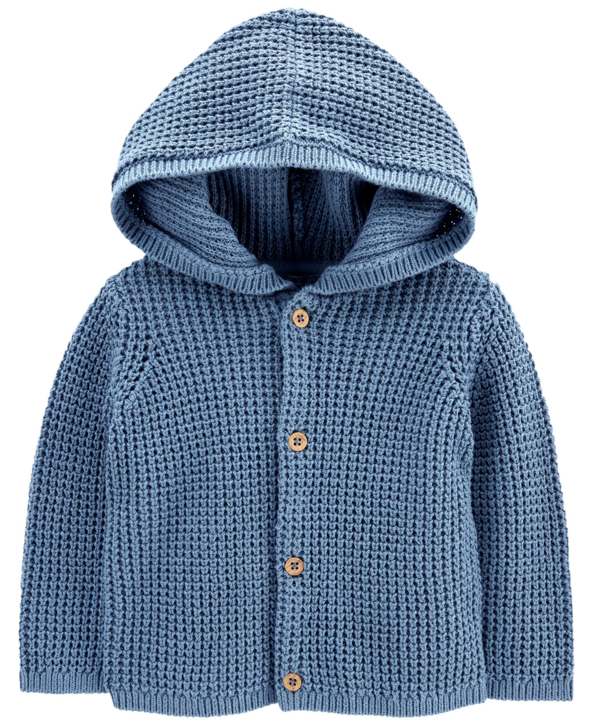 Carter's Kids' Baby Boys Hooded Cotton Cardigan In Blue