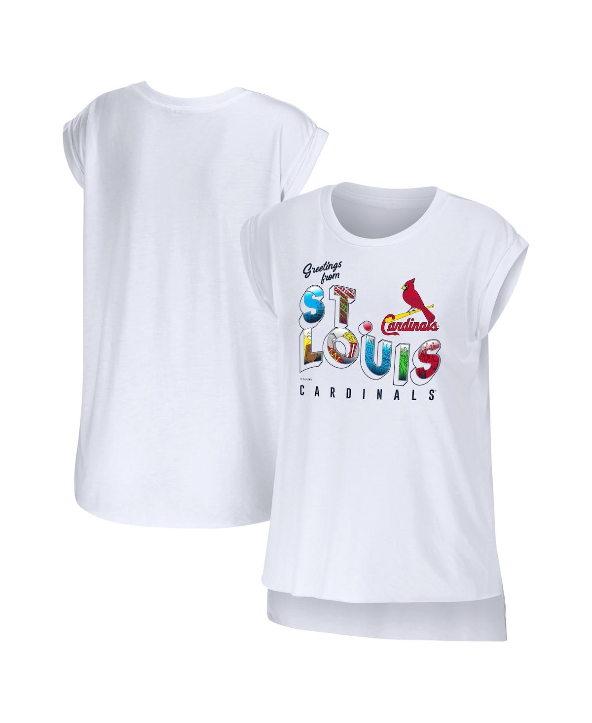 Shop Wear By Erin Andrews Women's  White St. Louis Cardinals Greetings From T-shirt
