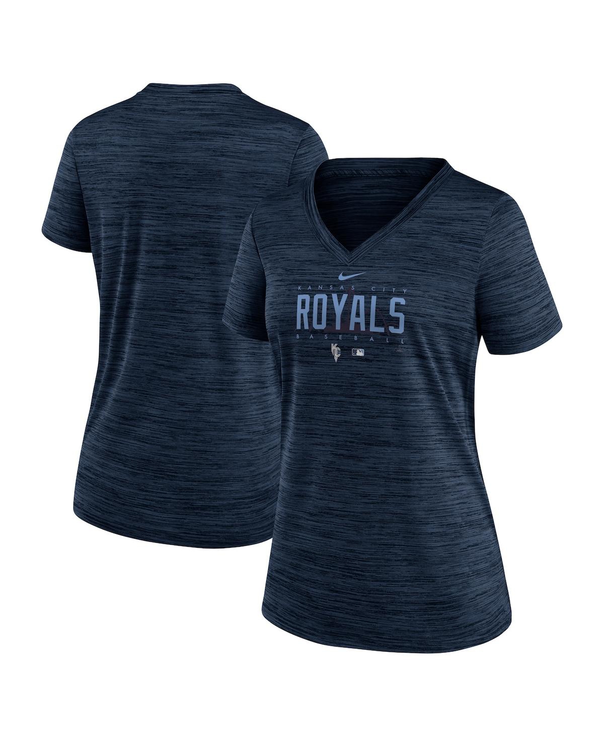 Shop Nike Women's  Navy Kansas City Royals City Connect Velocity Practice Performance V-neck T-shirt