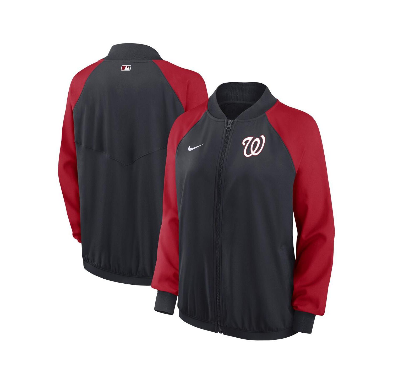 Women's Navy Washington Nationals Authentic Collection Team Raglan Performance Full-Zip Jacket