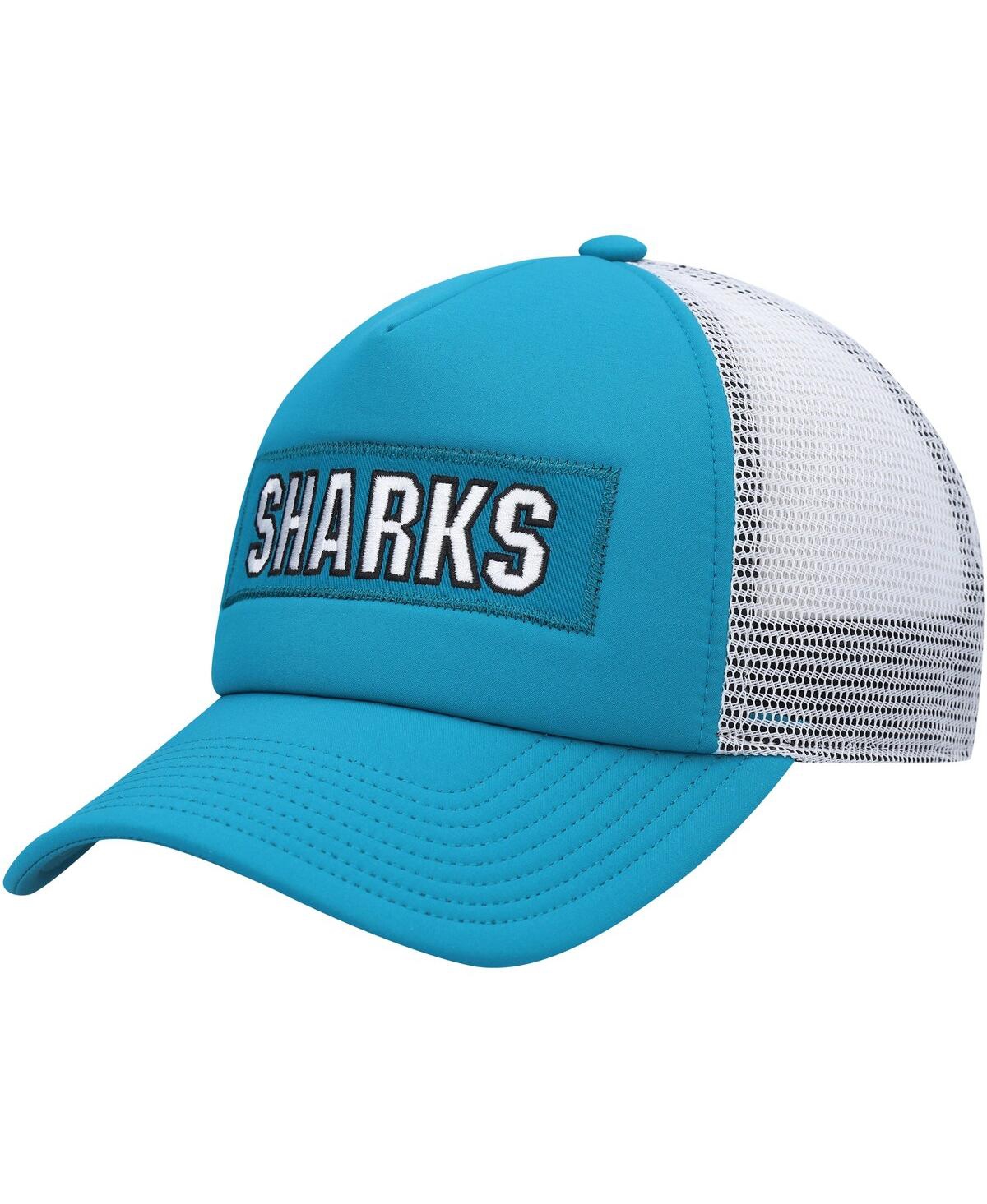 Shop Adidas Originals Men's Adidas Teal, White San Jose Sharks Team Plate Trucker Snapback Hat In Teal,white