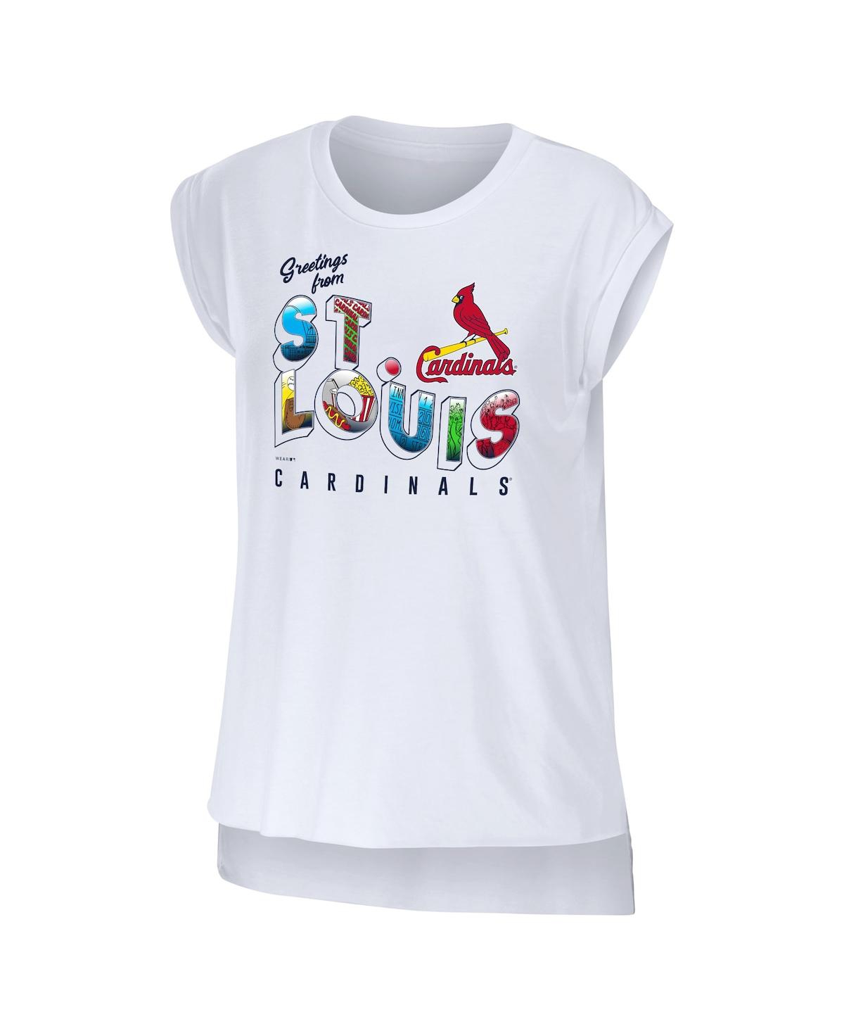 Shop Wear By Erin Andrews Women's  White St. Louis Cardinals Greetings From T-shirt