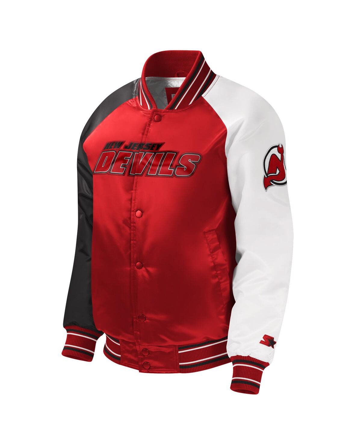 Shop Starter Big Boys And Girls  Red New Jersey Devils Raglan Full-snap Varsity Jacket