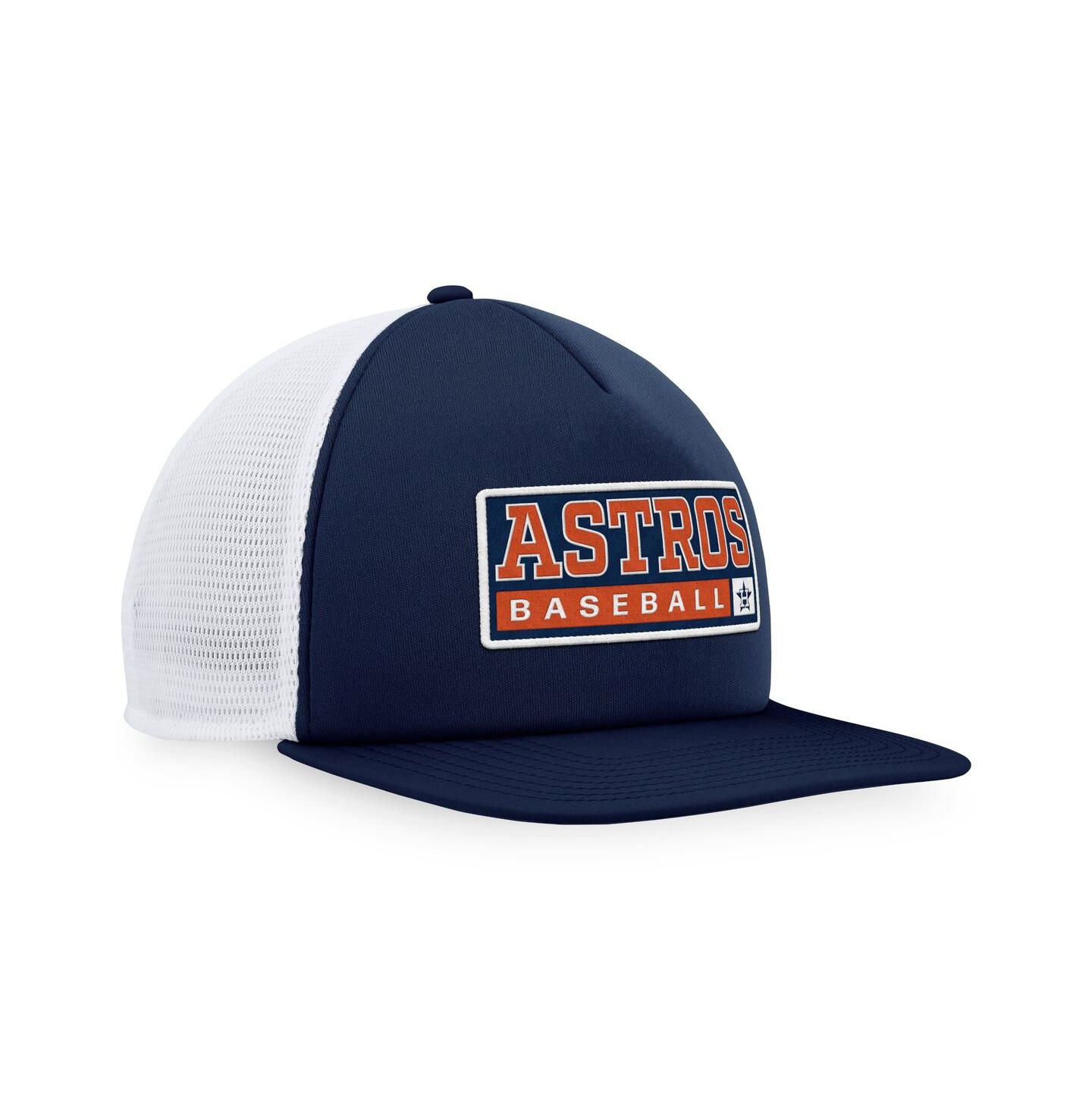 Мужская кепка Majestic Navy, White Houston Astros Foam Trucker Snapback Hat — фото 3