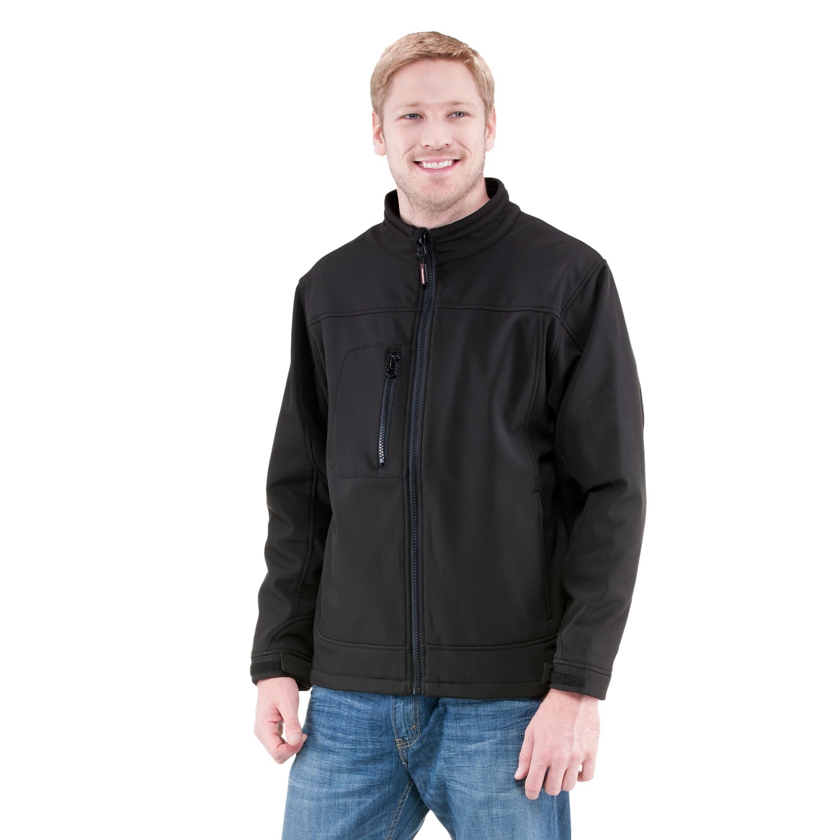 Men's Warm Insulated Softshell Jacket with Soft Micro-Fleece Lining - Black