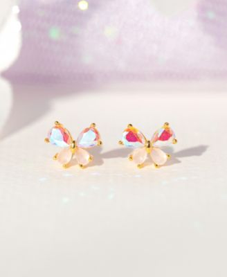 Faux Cubic Zirconia Kaleidoscope Butterfly Stud Earrings