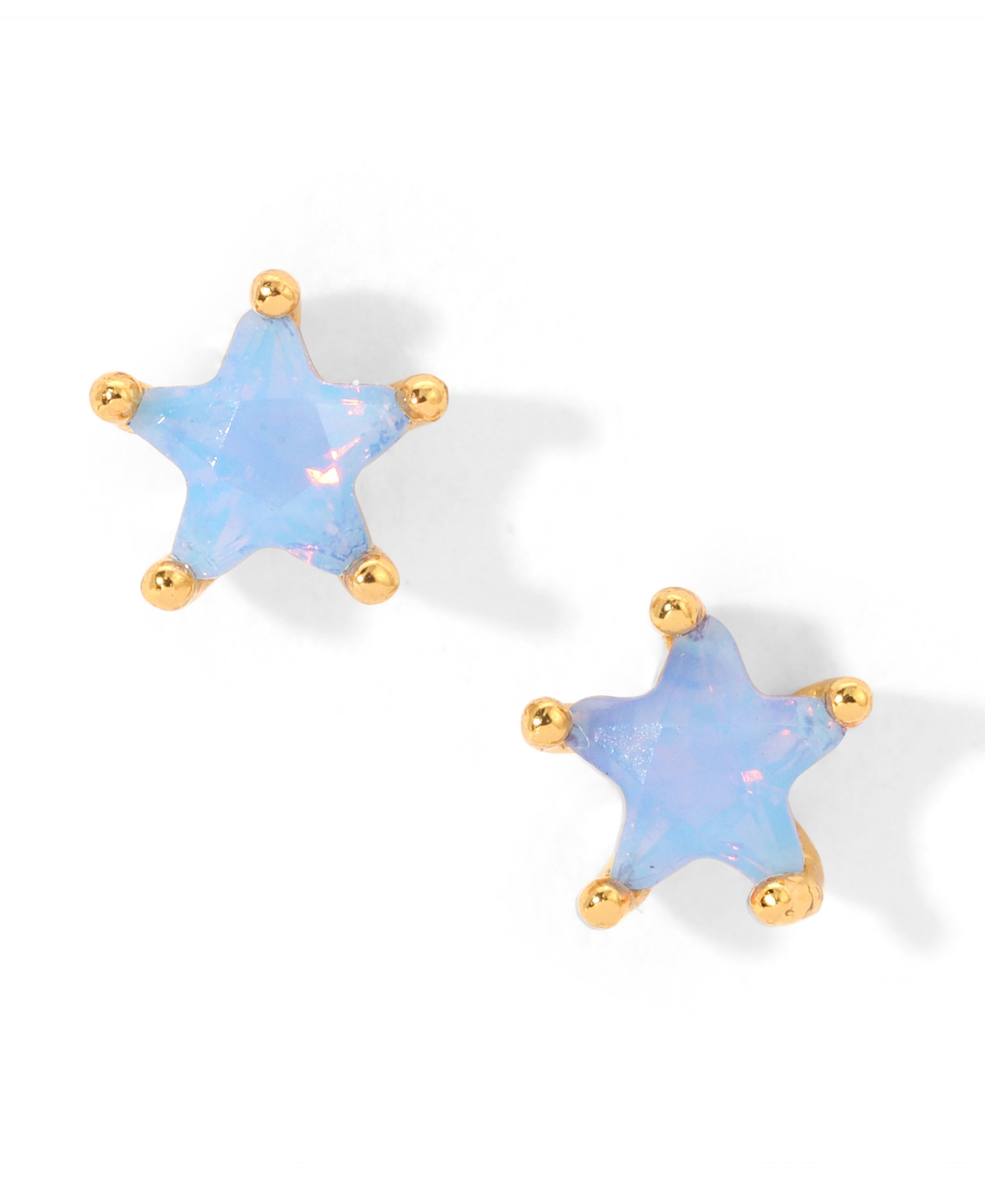 Girls Crew Faux Cubic Zirconia Milky Blue Star Stud Earrings In Gold