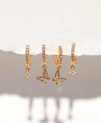 Faux Cubic Zirconia Fly with me Butterfly Hoops Earrings