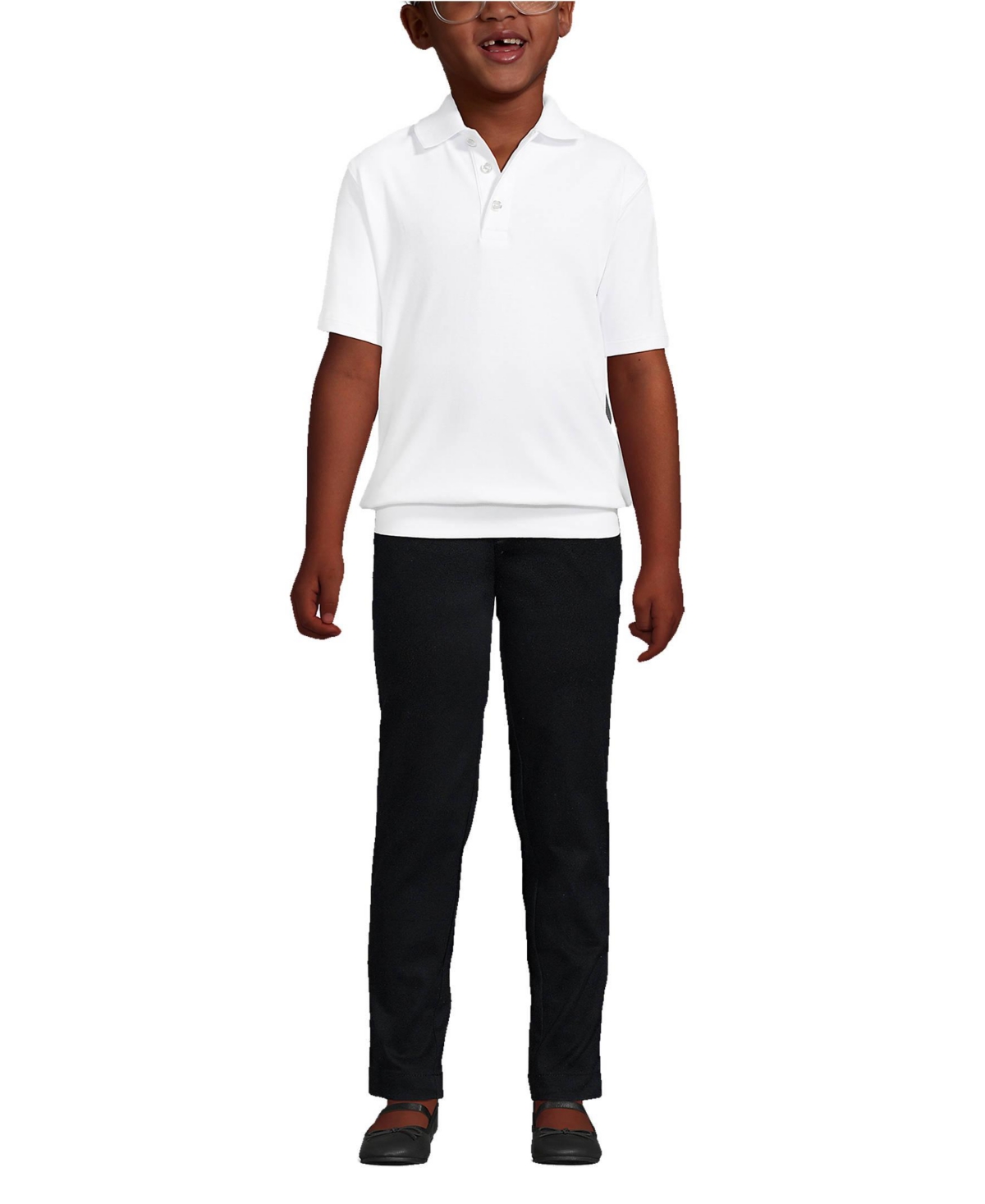 Lands' End Girls School Uniform Short Sleeve Banded Bottom Polo Shirt