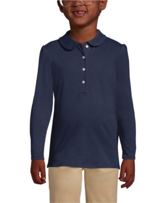 Girls School Uniform Long Sleeve Peter Pan Collar Polo Shirt