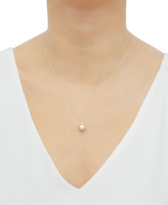Cultured Freshwater Pearl (6mm) 18" Pendant Necklace in 14k Gold