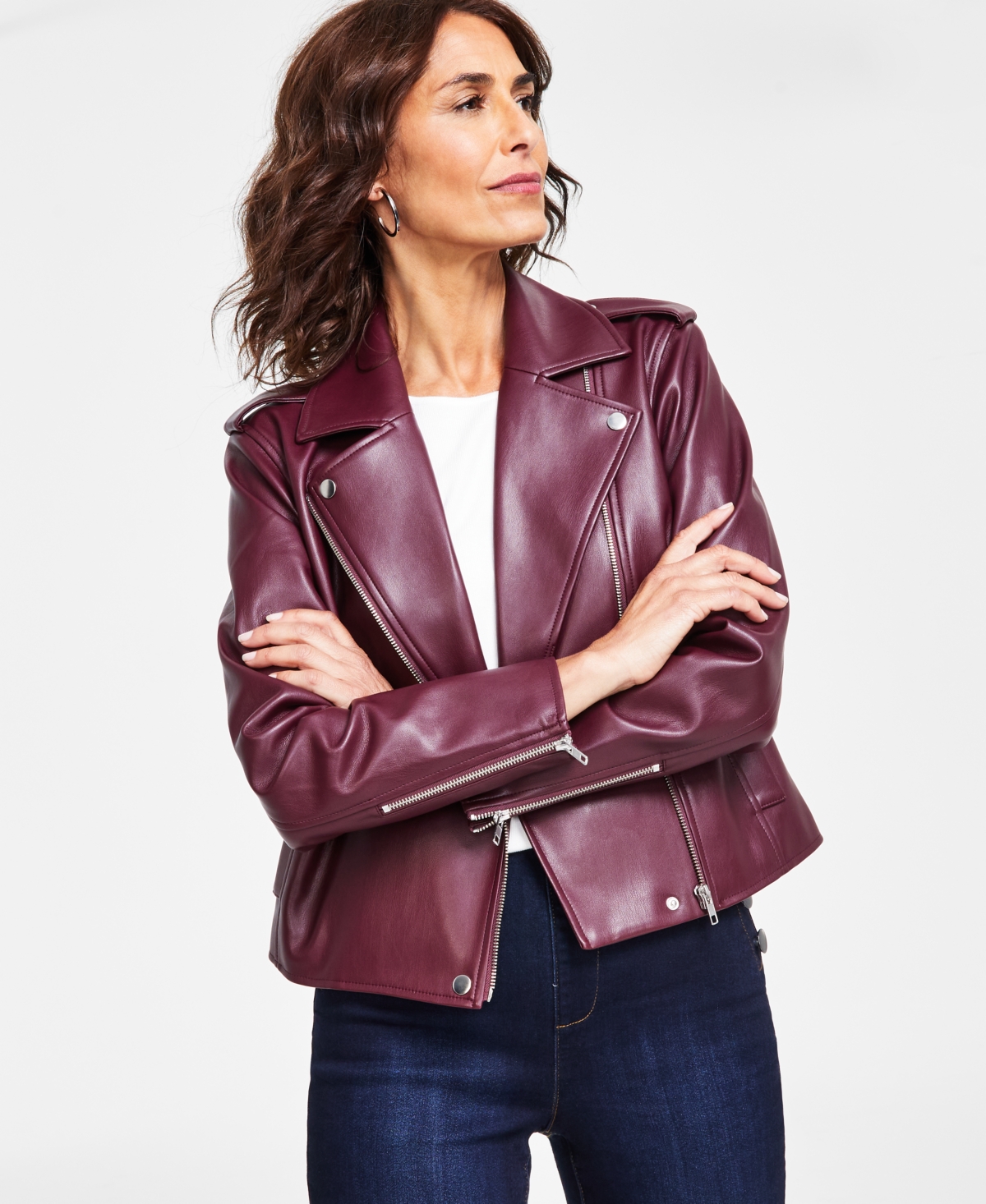 INC INTERNATIONAL CONCEPTS WOMEN'S FAUX-LEATHER JACKET, CREATED FOR MACY'S 