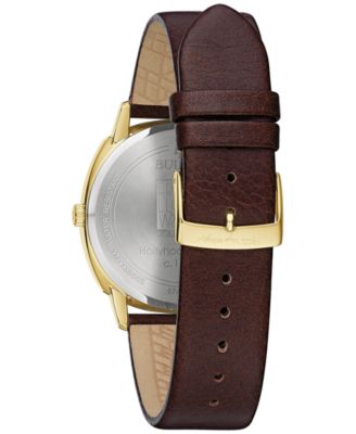 Men's Frank Lloyd Wright Hollyhock House Brown Leather Strap Watch 39mm