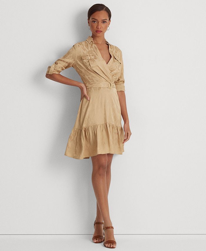 Lauren Ralph Lauren Women's Belted Geo Jacquard Long-Sleeve Dress