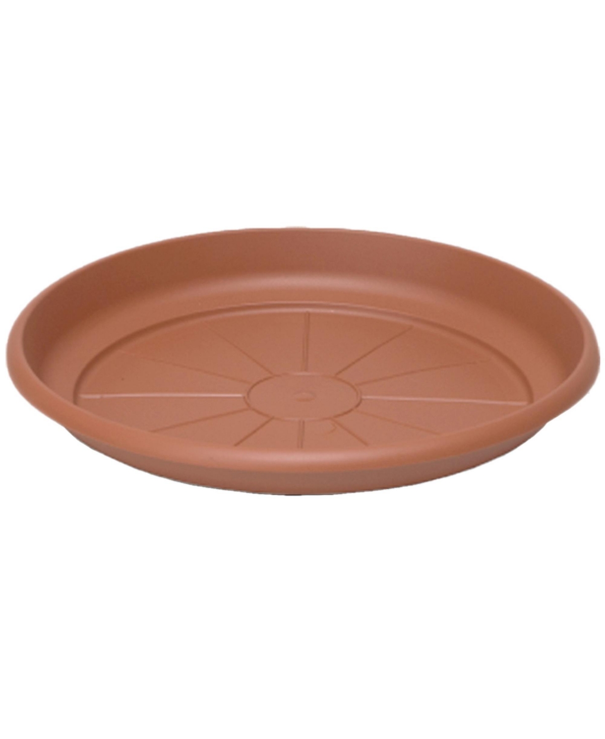 In Outdoor Emma Round Plastic Flower Pot Terracotta Colored Saucer, 13 Inches - Terracotta