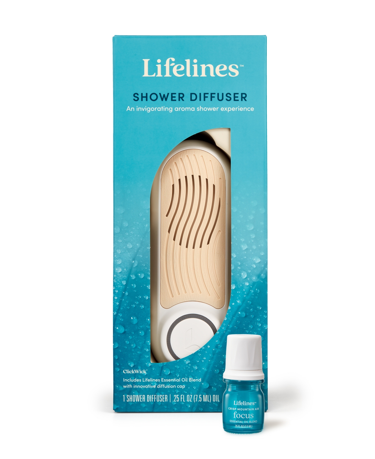 Shower Diffuser Plus Essential Oil Blend - Light Brown and White