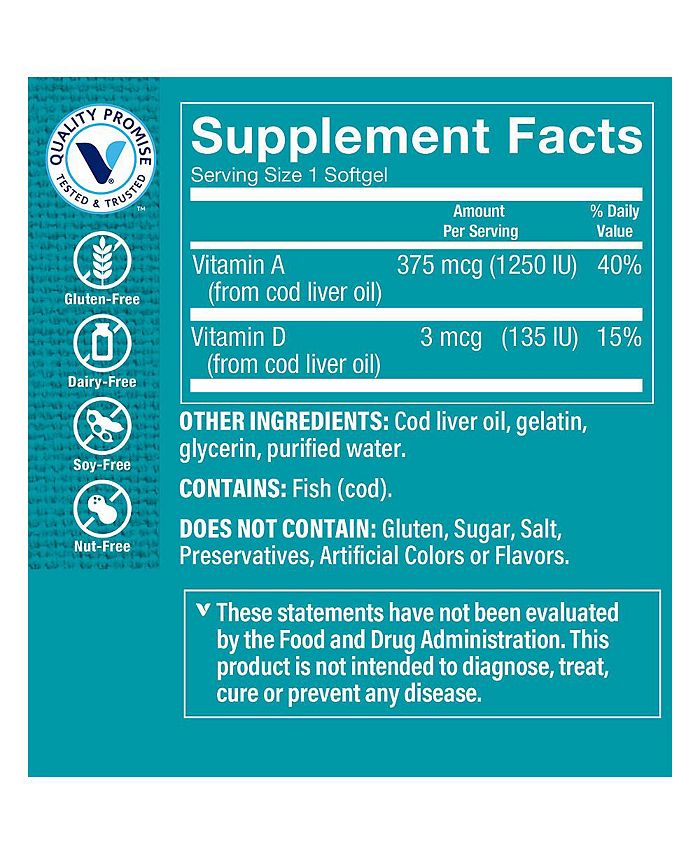 The Vitamin Shoppe Norwegian Cod Liver Oil Natural Source of Vitamins