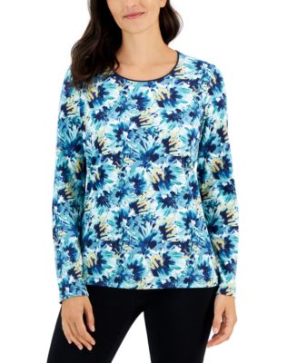 Karen Scott Holiday Pooch Long-Sleeve Top, Created for Macy's - Macy's