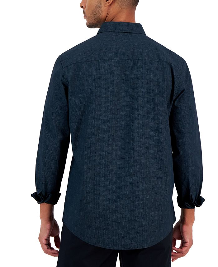 Alfani Men's Long Sleeve Geo Print Button-Front Shirt, Created for Macy ...