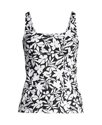Lands' End Women's Mastectomy Square Neck Tankini Swimsuit Top Adjustable  Straps - Macy's
