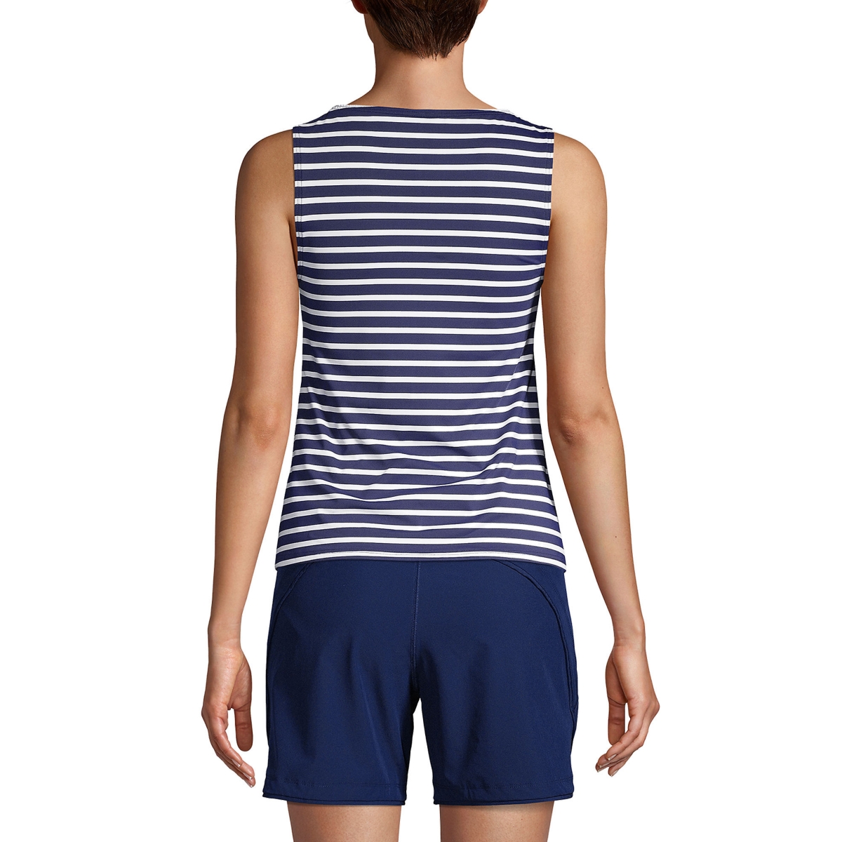 Lands' End Women's High Neck Upf 50 Sun Protection Modest Shelf Bra Tankini Swimsuit Top