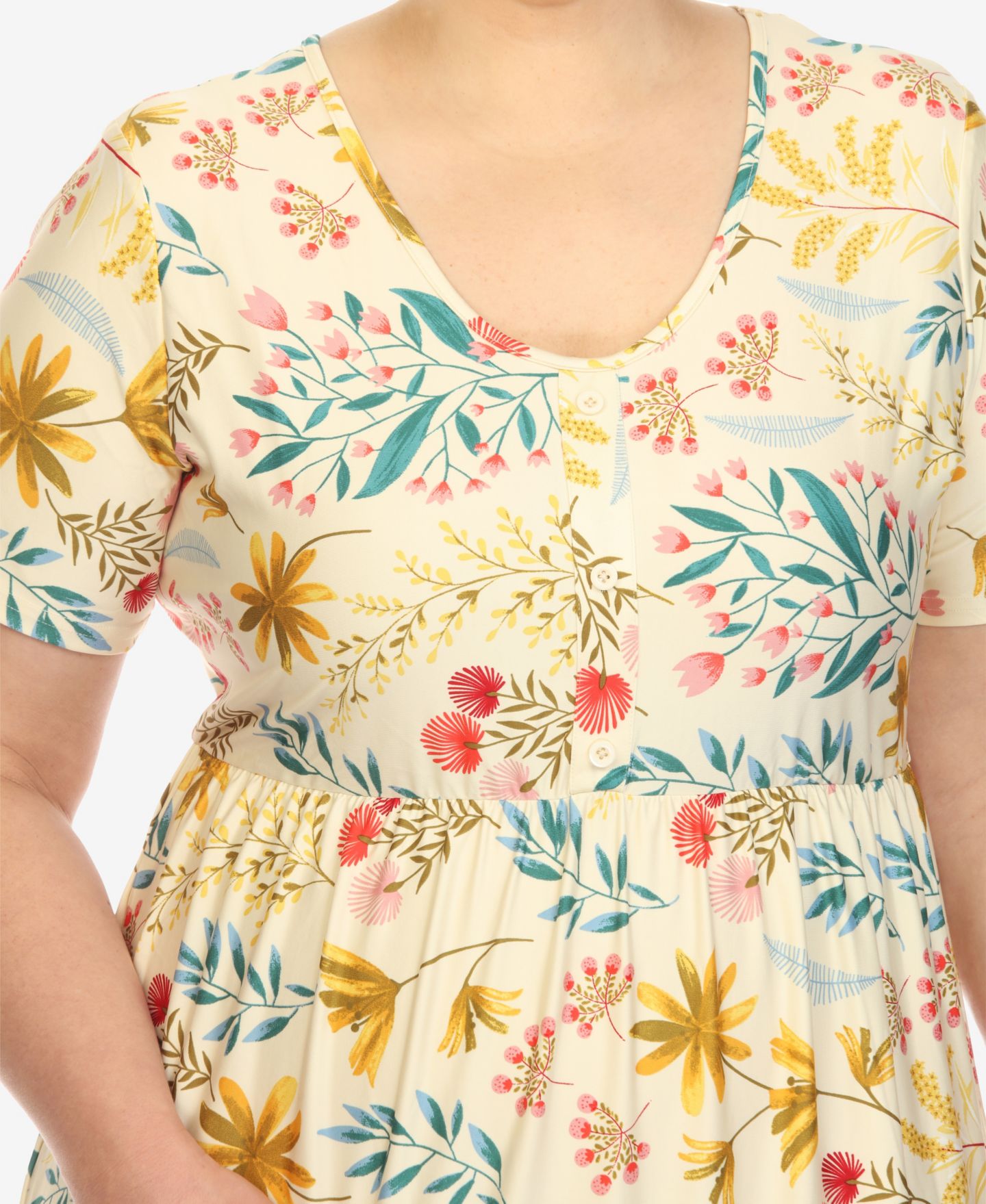 Женское платье White Mark Plus Size Floral Short Sleeve Knee Length, цвет: Бежевый — фото 3