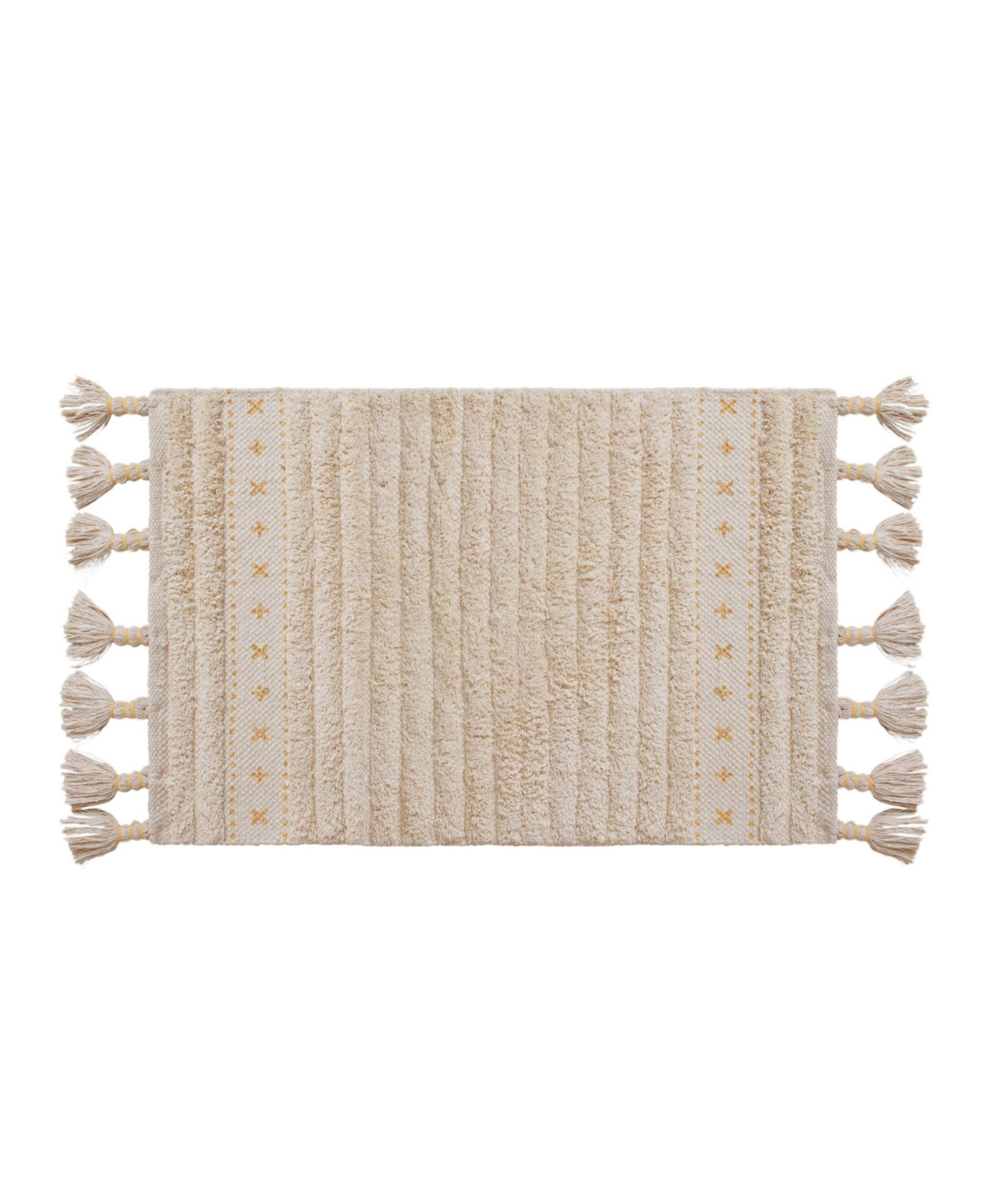 Lucky Brand Maharis Overtufted Cotton Fringe Bath Rug, 17" X 32" Bedding In Ochre
