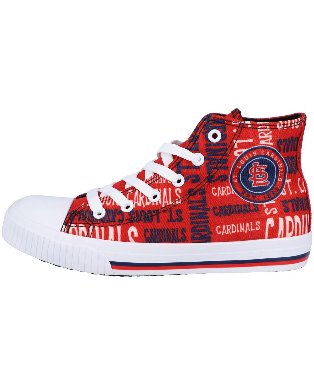 Foco Kids' Youth Boys And Girls  Red St. Louis Cardinals Repeat Wordmark High Top Canvas Allover Sneakers