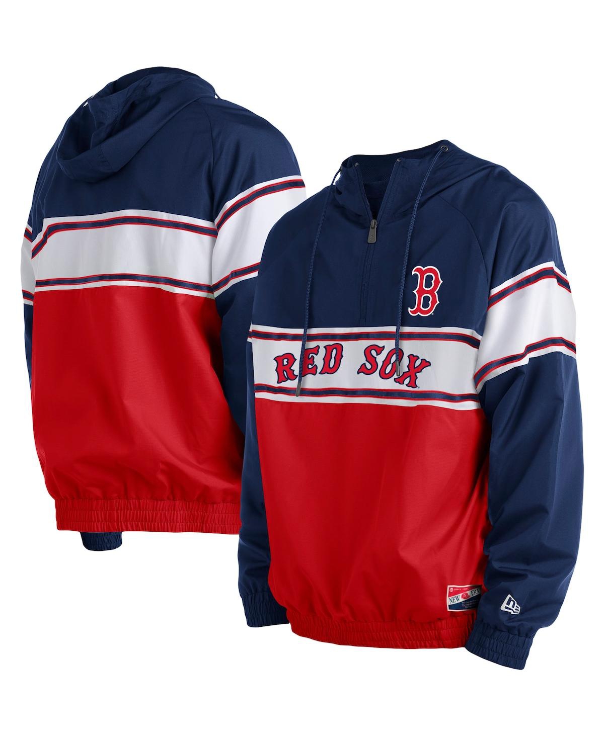 NEW ERA MEN'S NEW ERA NAVY BOSTON RED SOX RIPSTOP RAGLAN QUARTER-ZIP HOODIE 
