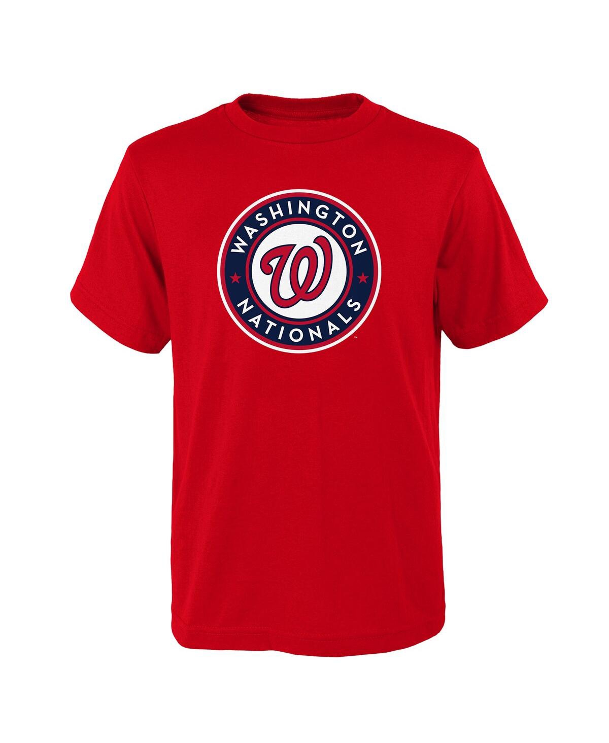 Outerstuff Kids' Big Boys And Girls Red Washington Nationals Logo Primary Team T-shirt