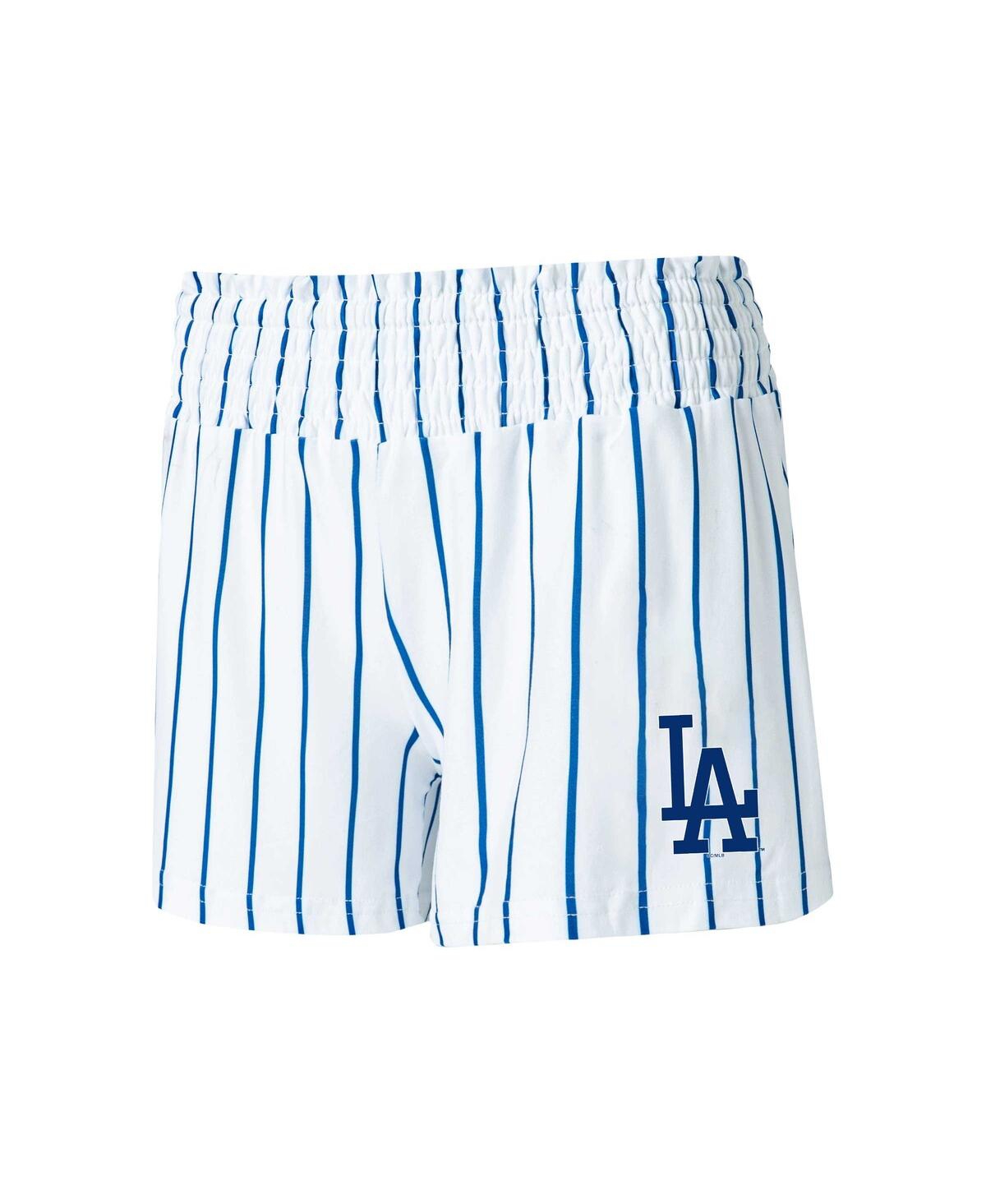 Concepts Sport Women's  White Los Angeles Dodgers Reel Pinstripe Sleep Shorts
