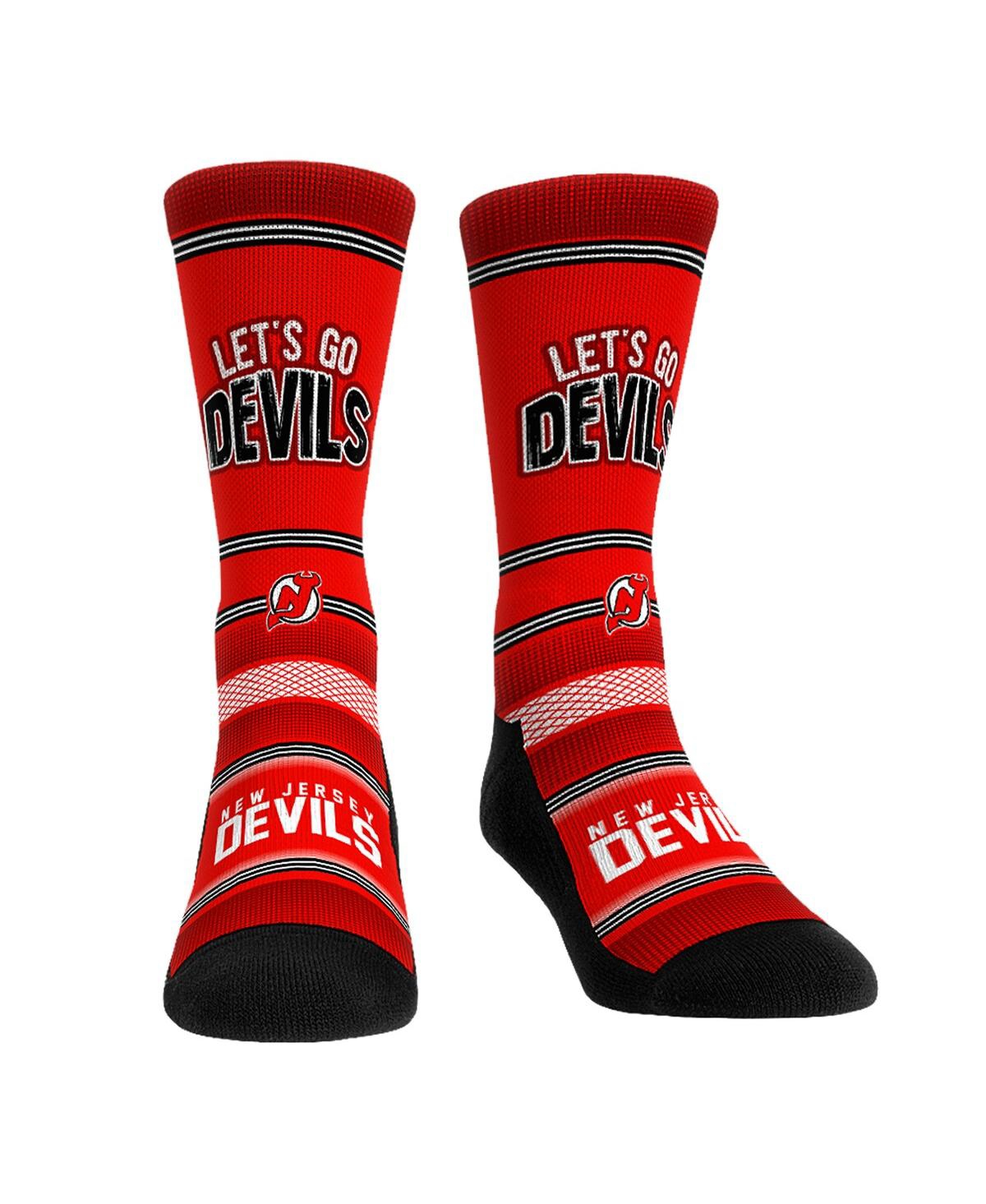 Rock 'em Men's And Women's  Socks New Jersey Devils Team Slogan Crew Socks In Red