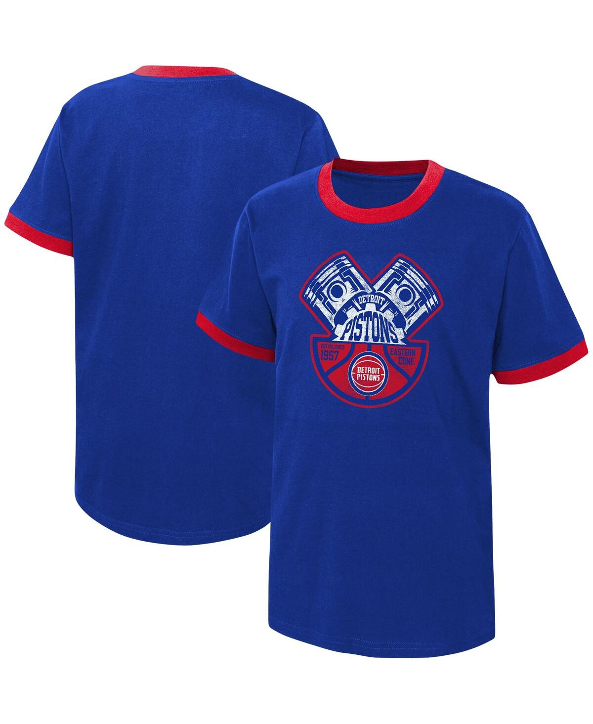 Outerstuff Kids' Big Boys And Girls Blue Detroit Pistons Hoop City Hometown Ringer T-shirt