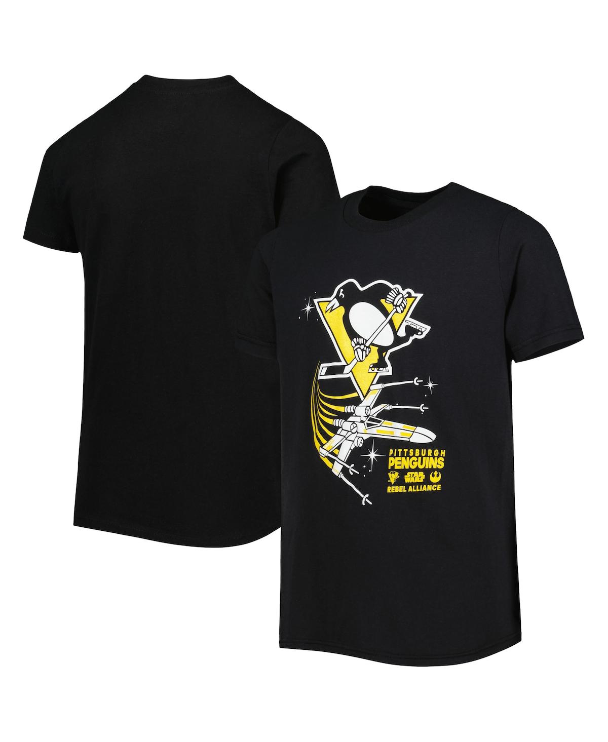 Shop Outerstuff Big Boys And Girls Black Pittsburgh Penguins Rebel Alliance T-shirt
