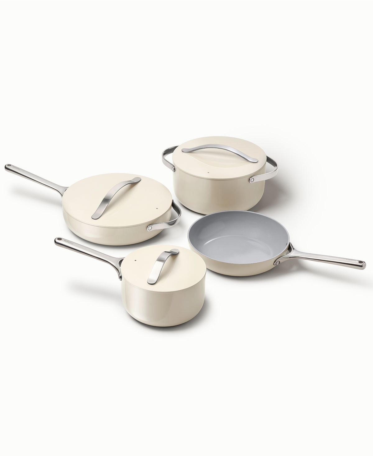 Caraway Aluminum Non-toxic Ceramic Non-stick 7 Piece Cookware Set In Cream